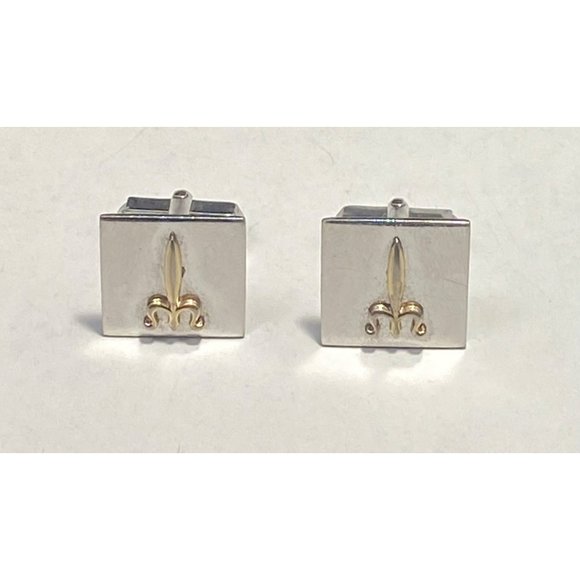 Vintage Swank Sterling Silver Cufflinks Two Tone Designer Signed